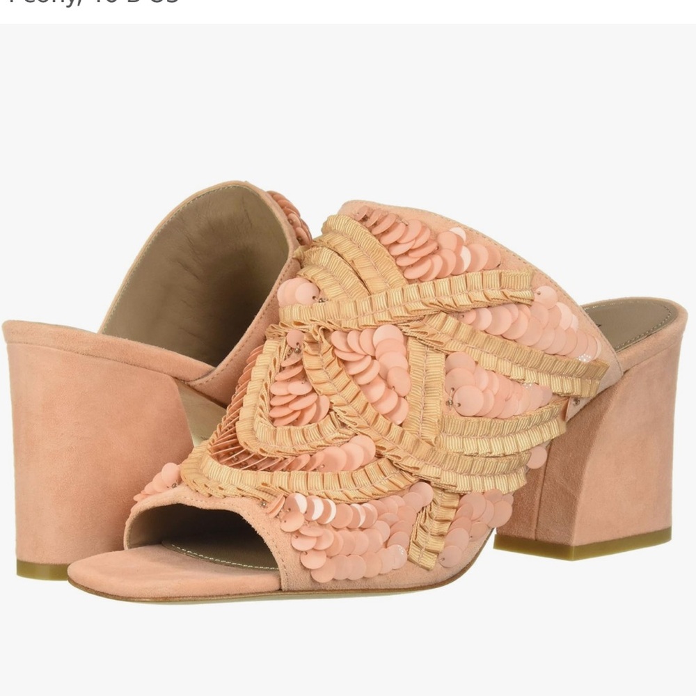 Donald Pliner sandals Wynne slide shoes Embellished Mules blush peony‎ 5.5 suede